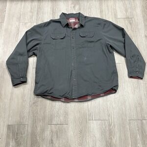 Wrangler Plaid Flannel Lined Shirt Men 2XL Gray Long Sleeve Button Down Outdoor